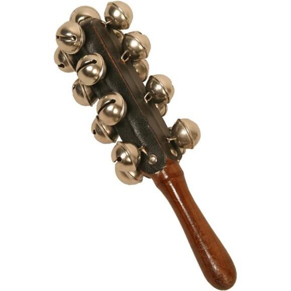 Hand Sleigh Bells on Wooden Handle - Picture 1 of 1
